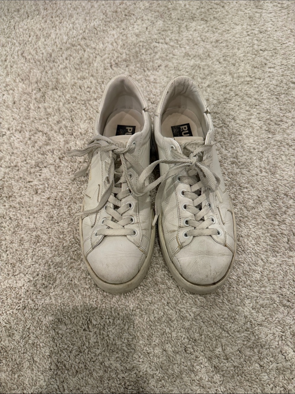 Golden Goose PureStar White Low-Top Sneakers. Size 38. Some wear and tear